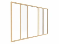Vente-unique Cristalera deslizante de vidrio templado y aluminio natural claro 180x105 cm RAVENA