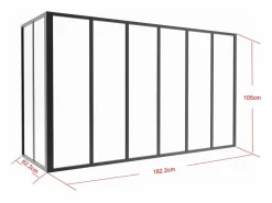 Vente-unique Cristalera esquinera atelier de aluminio termolacado 180 x 60 x Alt. 105 BAYVIEW Negro