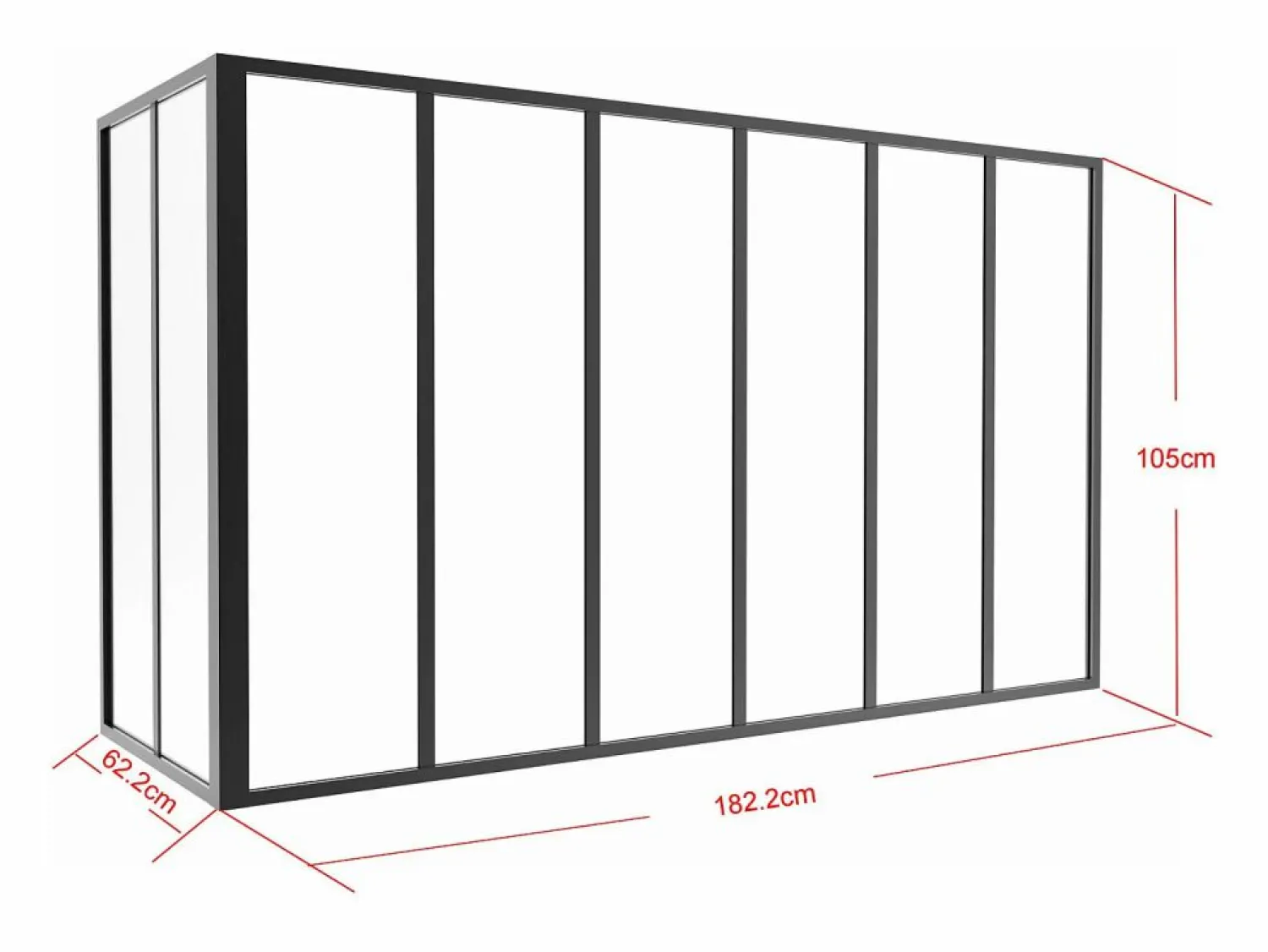 Vente-unique Cristalera esquinera atelier de aluminio termolacado 180 x 60 x Alt. 105 BAYVIEW Negro