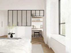 Discount Cristalera estilo taller con travesaño, Ancho 150 x Alt. 105 + Ancho 83 x Alt. 40 cm, , BAYVIEW Cristalera Interior