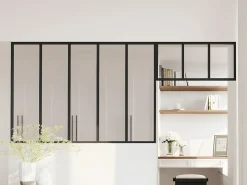 Discount Cristalera estilo taller con travesaño, Ancho 150 x Alt. 105 + Ancho 83 x Alt. 40 cm, , BAYVIEW Cristalera Interior
