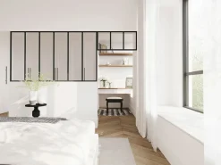 Clearance Vente-unique Cristalera estilo taller con travesaño, Ancho 180 x Alt. 105 + Ancho 83 x Alt. 40 cm, , BAYVIEW Negro