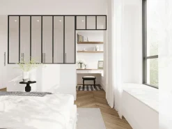 Vente-unique Cristalera estilo taller con travesaño, Ancho 180 x Alt. 130 + Ancho 83 x Alt. 40 cm, , BAYVIEW