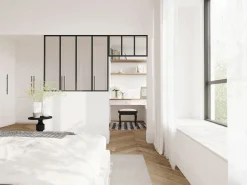 Vente-unique Cristalera estilo taller con travesaño, Ancho 120 x Alt. 105 + Ancho 73 x Alt. 40 cm, , BAYVIEW