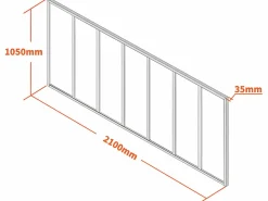 New Vente-unique Cristalera tipo taller de aluminio termolacado - 210x105 cm - - BAYVIEW Negro
