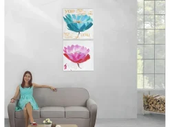 MCW Cuadro al óleo orquídea pintado a mano