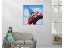Outlet Cuadro al óleo Torre Eiffel pintado a mano Cuadro