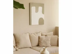 Sale Cuadro decorativo sobre lienzo de algodón con marco de madera marrón claro pintado artesanalmente con pintura al oleo de 80x100cm - KIKA - Cuadro