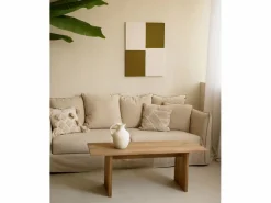 DECOWOOD Cuadro decorativo sobre lienzo de algodón con marco de madera blanco pintado artesanalmente con pintura al oleo de 100x150cm - PRISMA -