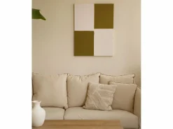 DECOWOOD Cuadro decorativo sobre lienzo de algodón con marco de madera blanco pintado artesanalmente con pintura al oleo de 100x150cm - PRISMA -