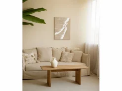 DECOWOOD Cuadro decorativo sobre lienzo de lino con marco de madera marrón oscuro pintado artesanalmente con pintura al oleo de 100x150cm - ADRIANA -