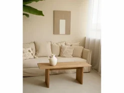 DECOWOOD Cuadro decorativo sobre lienzo de lino con marco de madera marrón claro pintado artesanalmente con pintura al oleo de 60x80cm - MAYA - Multicolor