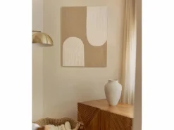 Sale Cuadro decorativo sobre lienzo de lino con marco de madera blanco pintado artesanalmente con pintura al oleo de 60x80cm - NIKI - Cuadro