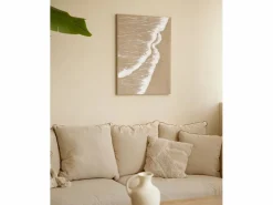 DECOWOOD Cuadro decorativo sobre lienzo de lino con marco de madera negro pintado artesanalmente con pintura al oleo de 80x100cm - ADRIANA - Multicolor
