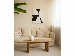 Discount DECOWOOD Cuadro decorativo sobre lienzo de algodón con marco de madera blanco pintado artesanalmente con pintura al oleo de 100x150cm - MISIA - Multicolor