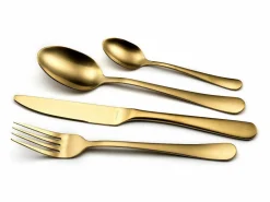 Clearance Cubertería de 24 piezas Austin dorada mate de acero inoxidable con acabado satinado PVD Cubierto