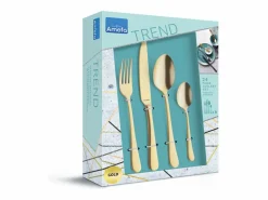 Clearance Cubertería de 24 piezas Austin dorada mate de acero inoxidable con acabado satinado PVD Cubierto