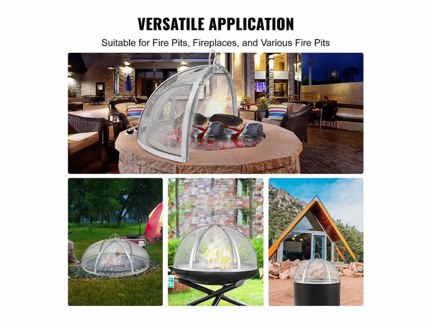 Outlet Cubierta SucceBuy de Protección Antichispas para Hogar Redondo de Leña de 76.2cm en Acero Inoxidable, Accesorios Redondos para Anillo de Hogar al Aire Libre Plateado