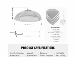 Best Cubierta SucceBuy de Protección Antichispas de 50.8cm, Cubierta de Acero Robusto Reforzado, Cubierta de Hogar al Aire Libre con Parte Superior de Apertura Fácil Materiales Y Utensilios De Cocina