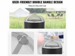 Best Cubierta SucceBuy de Protección Antichispas de 50.8cm, Cubierta de Acero Robusto Reforzado, Cubierta de Hogar al Aire Libre con Parte Superior de Apertura Fácil Materiales Y Utensilios De Cocina