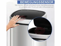Online Cubo de basura automático con sensor infrarrojo, acero inoxidable, 58L, color plata (40,9x28,9x68 cm) Cubo De Basura Para Cocina