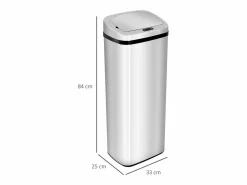 New Cubo de basura automático con sensor, acero inoxidable, 50L, diseño moderno (33x25x84 cm) Plateado