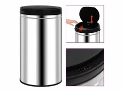 Hot Helloshop26 Cubo de basura automático con sensor de acero inoxidable de 60 litros color plata 02_0006113 Gris