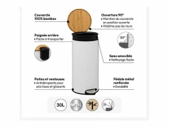 New Five Cubo de basura con capacidad de 30 litros 30 L Plateado