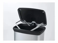 Sale Cubo de basura con pedal 50L efecto metal , plástico reciclado, cierre silencioso y sistema antiolor Plateado