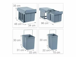 Helloshop26 Cubo de basura de cocina ABS de 3 compartimentos 13_0002324