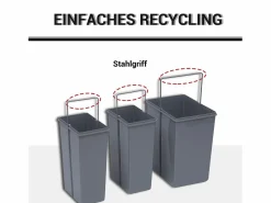 New Cubo de basura empotrable de 40L, sistema de clasificación con 3 compartimentos extraíbles, plástico, (48x34,2x41,8 cm) Gris