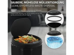 Sale ML-DESIGN Cubo de basura 30L papelera con sensor movimiento cesta con pantalla LED Negro