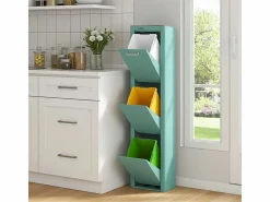 Outlet Don Hierro Cubo de basura para la cocina - Cubo de reciclaje - 3 compartimentos de 20L - CUBEK Azul turquesa