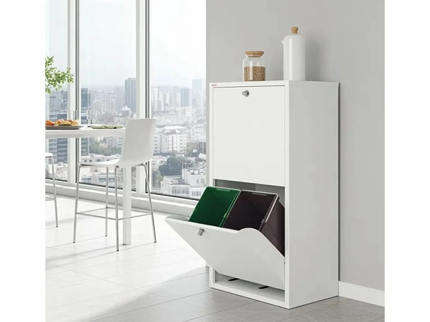 Don Hierro Cubo de basura para la cocina - Cubo de reciclaje - 4 compartimentos de 20L -51,7(ancho)x91,7(alto)x27,3(fondo) cm. - - EMI