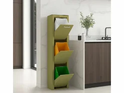 Clearance Don Hierro Cubo de basura para la cocina - Cubo de reciclaje - 3 compartimentos de 20L - CUBEK Caqui