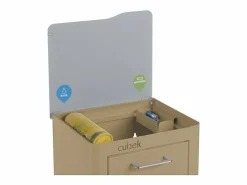 Discount Don Hierro Cubo de basura para la cocina - Cubo de reciclaje - 2 compartimentos de 20L - CUBEK Beige