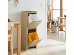 Discount Don Hierro Cubo de basura para la cocina - Cubo de reciclaje - 2 compartimentos de 20L - CUBEK Beige