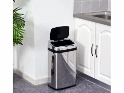 Homcom Cubo de basura plata 33x25x58 cm