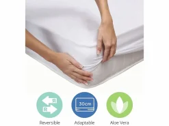 Cambia tus muebles Cubrecolchón de 135x190 cm hipoalergénico de microfibra extra suave en color blanco Alisa