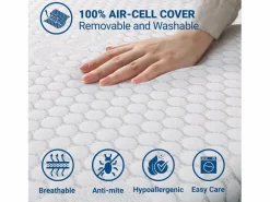 The White Stone Cubrecolchón individual de espuma viscoelástica | protectores de colchón 6 cm | Cubrecolchón desenfundable | Antibacteriano y antihongos | 85 x 180