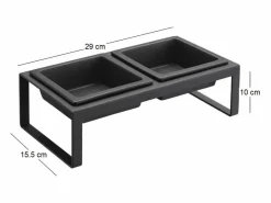 Best Yamazaki Cuenco de diseño doblemente elevado para el gato Tower Negro