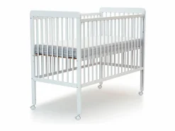 AT4 Cuna bebé madera con barrera deslizante 60x120 ESSENTIEL Blanca
