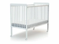 AT4 Cuna bebé madera con barrera deslizante 60x120 ESSENTIEL Blanca