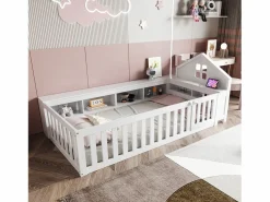 Outlet Cuna bebé 90x200 cm - con almacenamiento - con puerta - con somier de láminas - (colchón no incluido) Mueble De Bebé