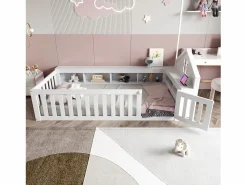 Outlet Cuna bebé 90x200 cm - con almacenamiento - con puerta - con somier de láminas - (colchón no incluido) Mueble De Bebé