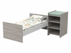 Clearance Cuna de madera de 120x60 convertible en 90x190 con cambiador y estante Mueble De Bebé