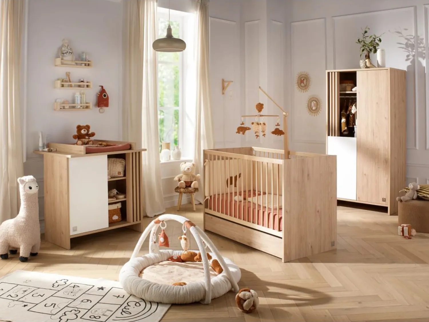 Clearance Cuna de madera, 120x60cm, decoración roble suave Mueble De Bebé