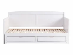 Sale Vente-unique Daybed de 90 x 190 o 180 x 190 cm en pino y MDF con somier de láminas - DINIVA Blanco