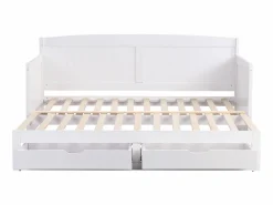 Sale Vente-unique Daybed de 90 x 190 o 180 x 190 cm en pino y MDF con somier de láminas - DINIVA Blanco