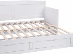 Sale Vente-unique Daybed de 90 x 190 o 180 x 190 cm en pino y MDF con somier de láminas - DINIVA Blanco